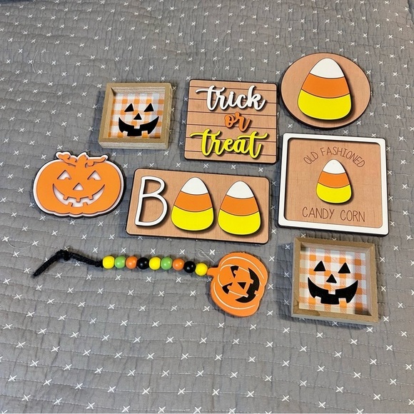 Other - Halloween Wooden Decor Set of 8